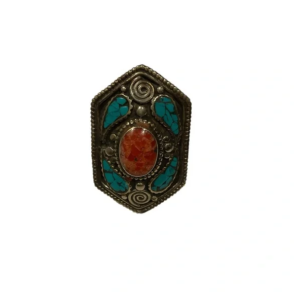Vintage Men’s Sterling Silver Southwestern Turquoise Ring Jewelry Heavyweight